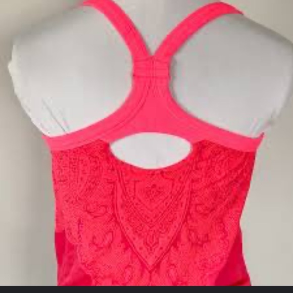 Athleta Pink Paisley Tank Top with Bulit In Bra - Picture 2 of 6
